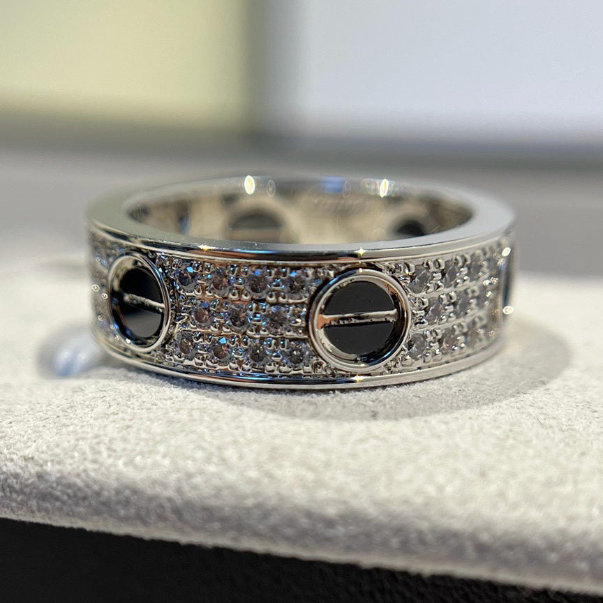 [Amore]LOVE RING 5.5MM DIAMONDS PAVED CERAMIC