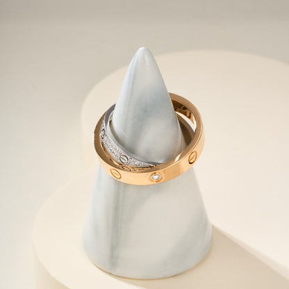 [Amore]LOVE PINK GOLD SILVER DIAMOND DOUBLE RING