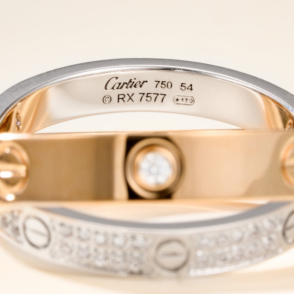 [Amore]LOVE PINK GOLD SILVER DIAMOND DOUBLE RING