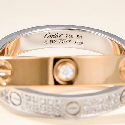 [Amore]LOVE PINK GOLD SILVER DIAMOND DOUBLE RING