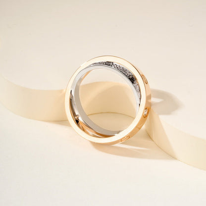 [Amore]LOVE PINK GOLD SILVER DIAMOND DOUBLE RING