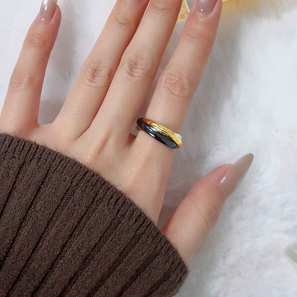 [Amore]TRINITY 3.2MM RING BLACK CERAMIC