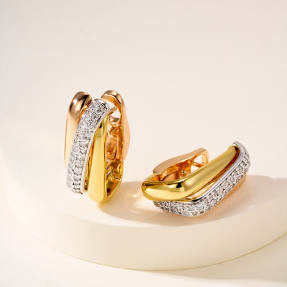 [Amore]TRINITY HALF DIAMOND  CUSHION EARRINGS