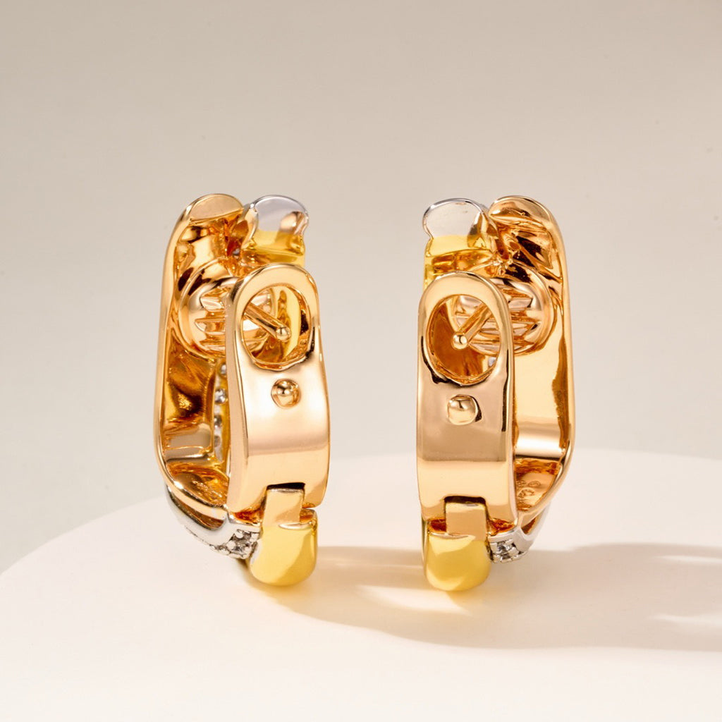 [Amore]TRINITY HALF DIAMOND  CUSHION EARRINGS