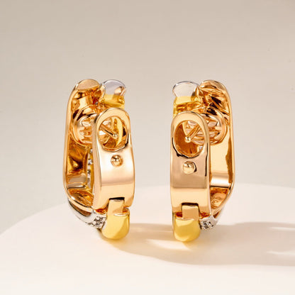 [Amore]TRINITY HALF DIAMOND  CUSHION EARRINGS