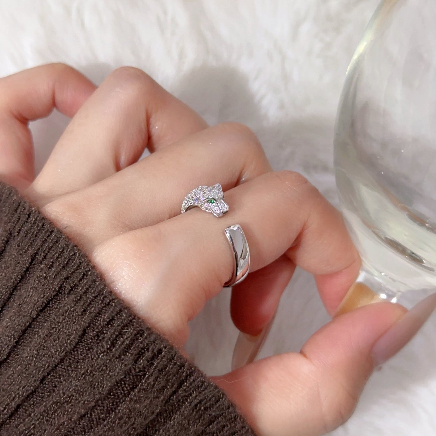 [Amore]PANTHERE HALF DIAMOND SMALL RING