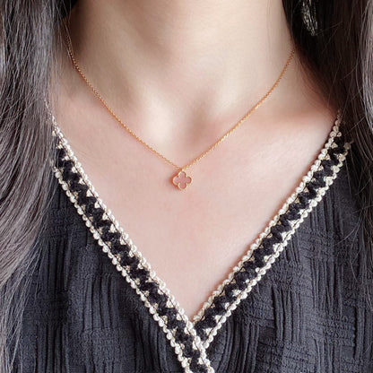 [Amore]CLOVER 15MM PINK MOTHER-OF-PEARL SINGLE FLOWER NECKLACE