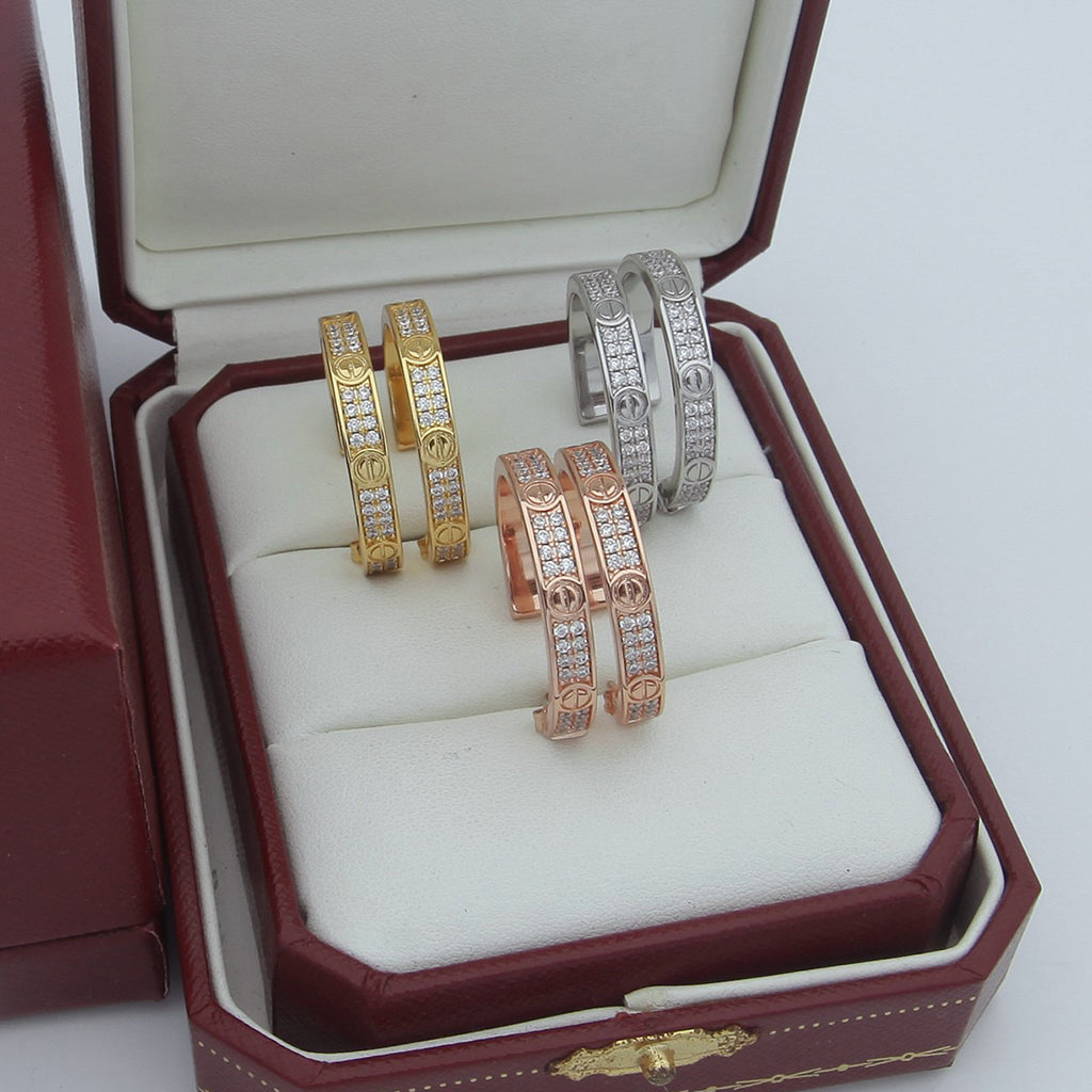 [Amore]LOVE EARRINGS 3.6MM DIAMOND PAVED