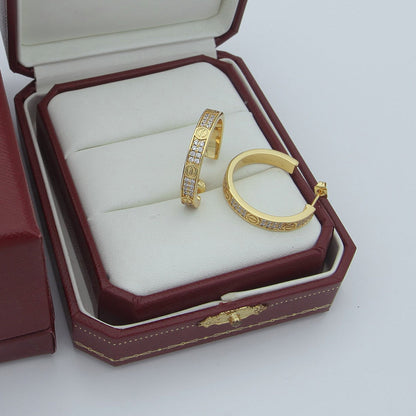 [Amore]LOVE EARRINGS 3.6MM DIAMOND PAVED