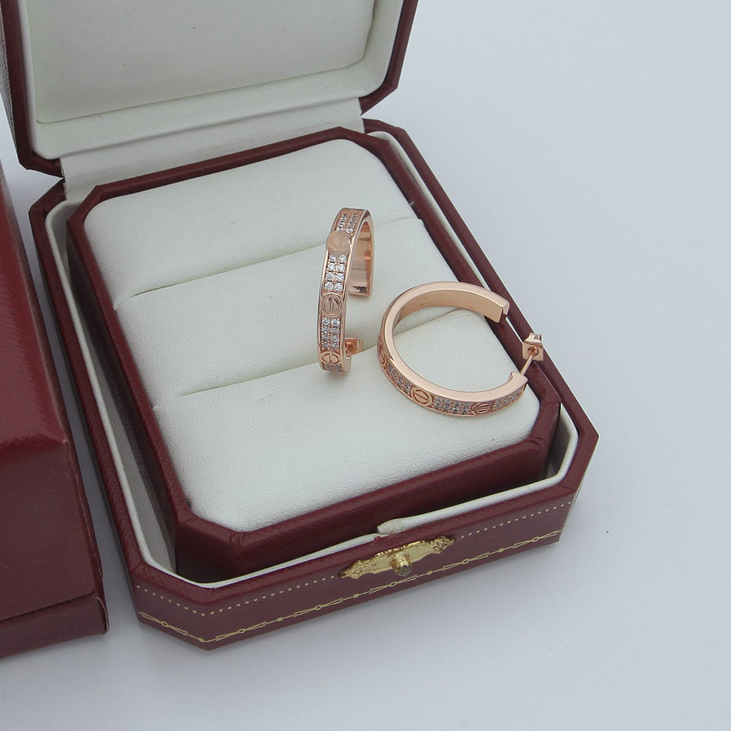 [Amore]LOVE EARRINGS 3.6MM DIAMOND PAVED