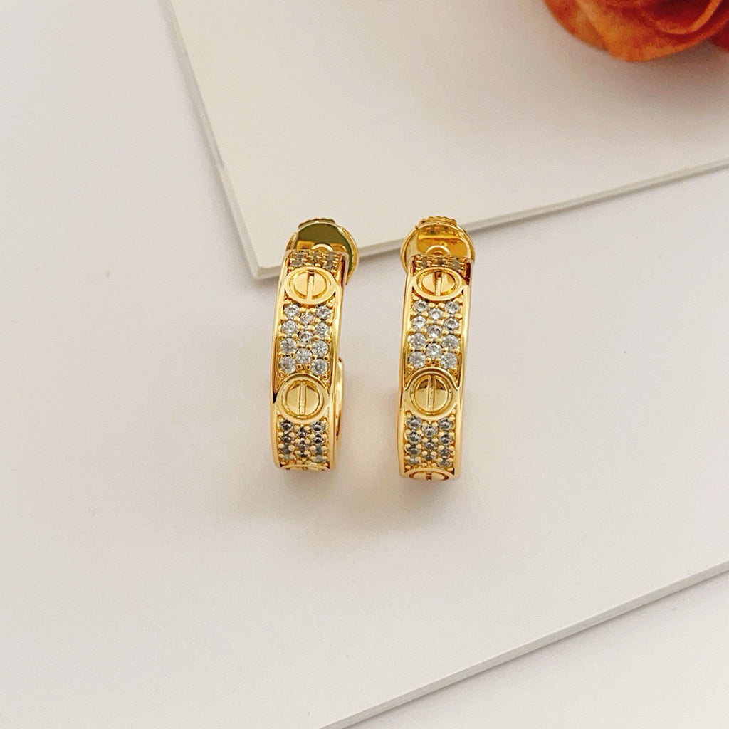 [Amore]LOVE 5.5MM DIAMOND PAVED EARRINGS