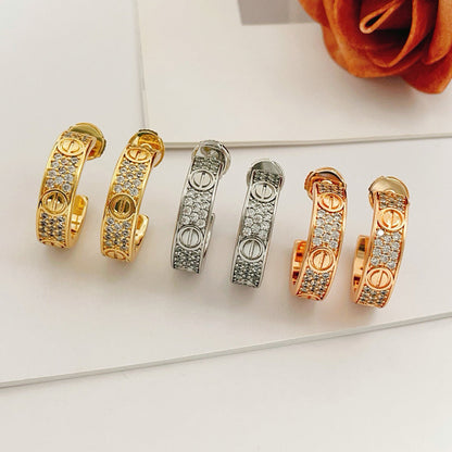 [Amore]LOVE 5.5MM DIAMOND PAVED EARRINGS