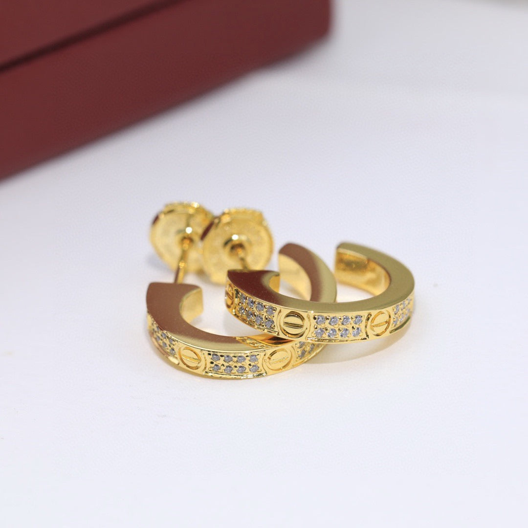 [Amore]LOVE 5.5MM DIAMOND PAVED EARRINGS