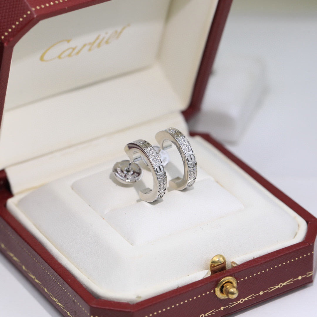 [Amore]LOVE 5.5MM DIAMOND PAVED EARRINGS