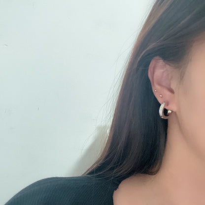 [Amore]LOVE 5.5MM DIAMOND PAVED EARRINGS