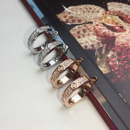 [Amore]LOVE 5.5MM DIAMOND PAVED EARRINGS