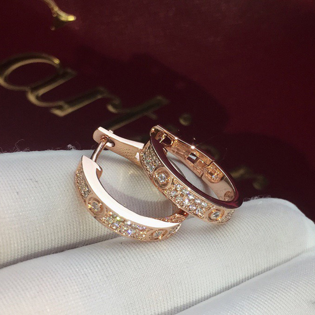 [Amore]LOVE 5.5MM DIAMOND PAVED EARRINGS