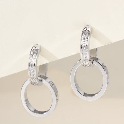[Amore]LOVE 3.3MM DANGLE HALF DIAMOND EARRINGS