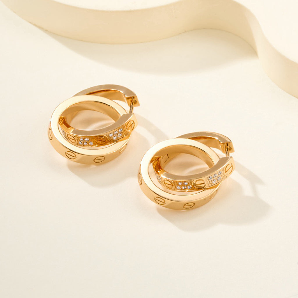 [Amore]LOVE 3.3MM DANGLE HALF DIAMOND EARRINGS