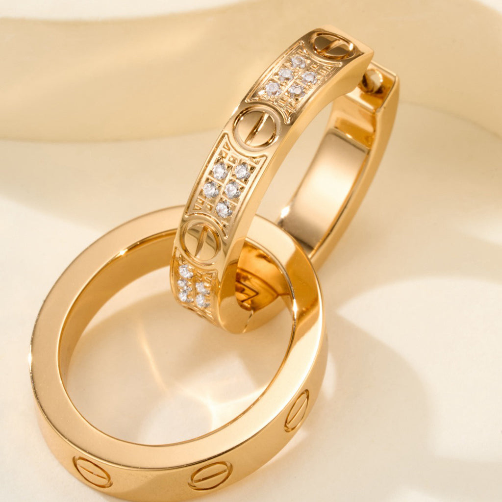 [Amore]LOVE 3.3MM DANGLE HALF DIAMOND EARRINGS