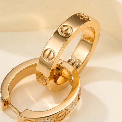 [Amore]LOVE 3.3MM DANGLE HALF DIAMOND EARRINGS