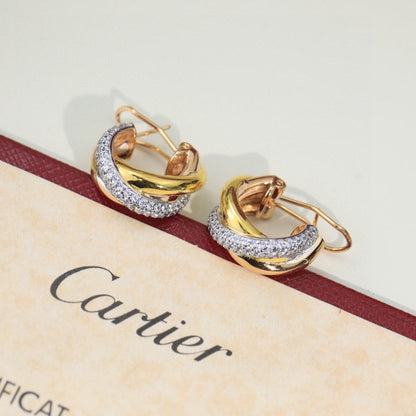 [Amore]TRINITY HALF DIAMOND  CLASSIC EARRINGS