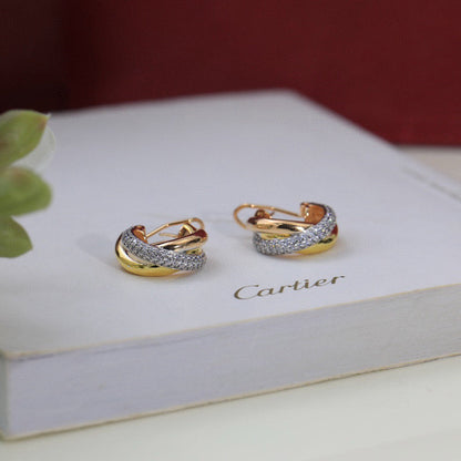 [Amore]TRINITY HALF DIAMOND  CLASSIC EARRINGS