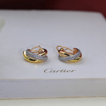 [Amore]TRINITY HALF DIAMOND  CLASSIC EARRINGS