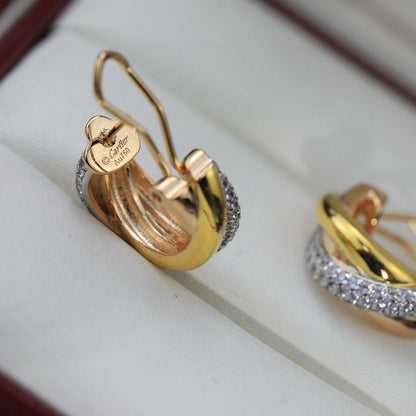 [Amore]TRINITY HALF DIAMOND  CLASSIC EARRINGS