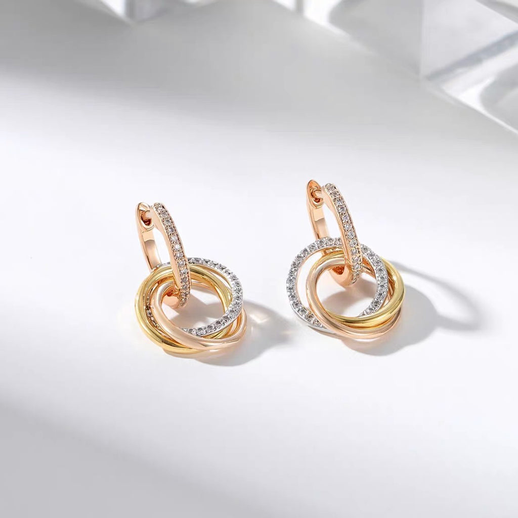 [Amore]TRINITY HALF DIAMOND  EARRINGS