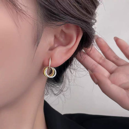 [Amore]TRINITY HALF DIAMOND  EARRINGS