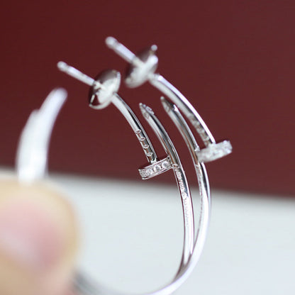 [Amore]JUSTE HALF DIAMOND LARGE EARRINGS