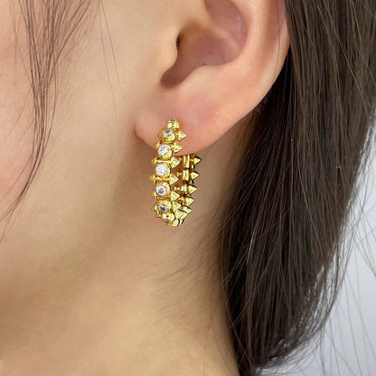 [Amore]CLASH FULL DIAMOND MEDIUM EARRINGS