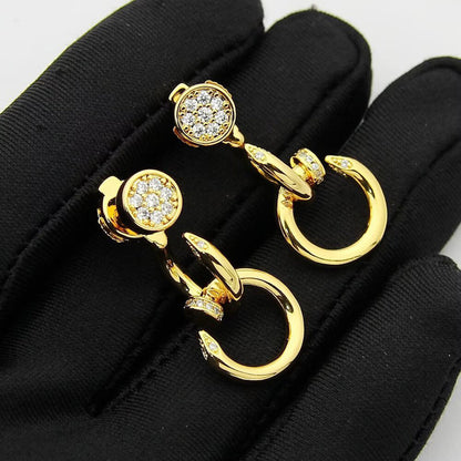 [Amore]JUSTE HALF DIAMOND DOUBLE EARRINGS