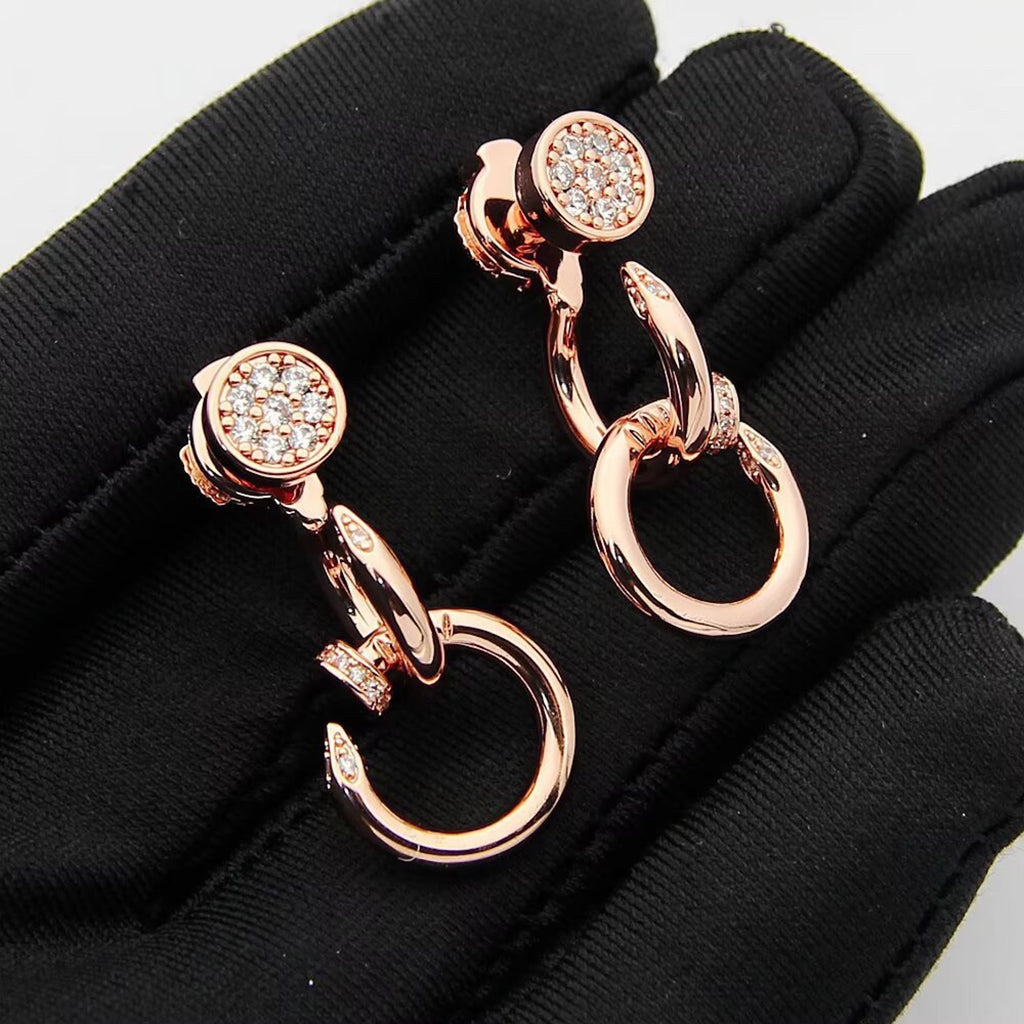 [Amore]JUSTE HALF DIAMOND DOUBLE EARRINGS