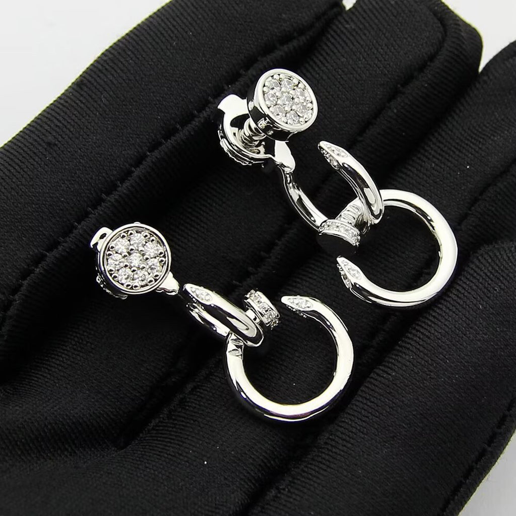[Amore]JUSTE HALF DIAMOND DOUBLE EARRINGS