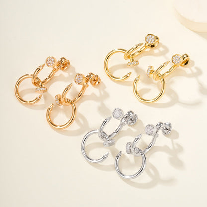 [Amore]JUSTE HALF DIAMOND DOUBLE EARRINGS