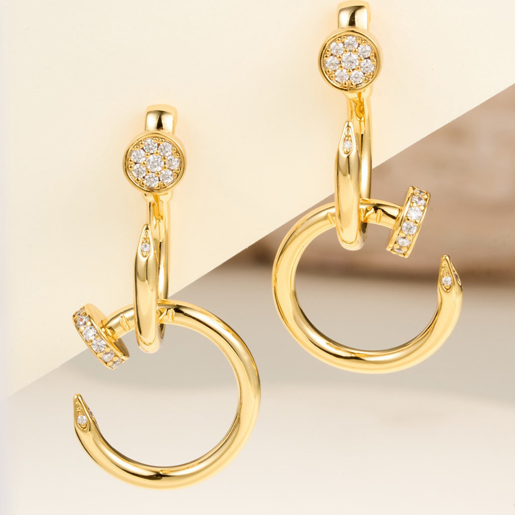 [Amore]JUSTE HALF DIAMOND DOUBLE EARRINGS