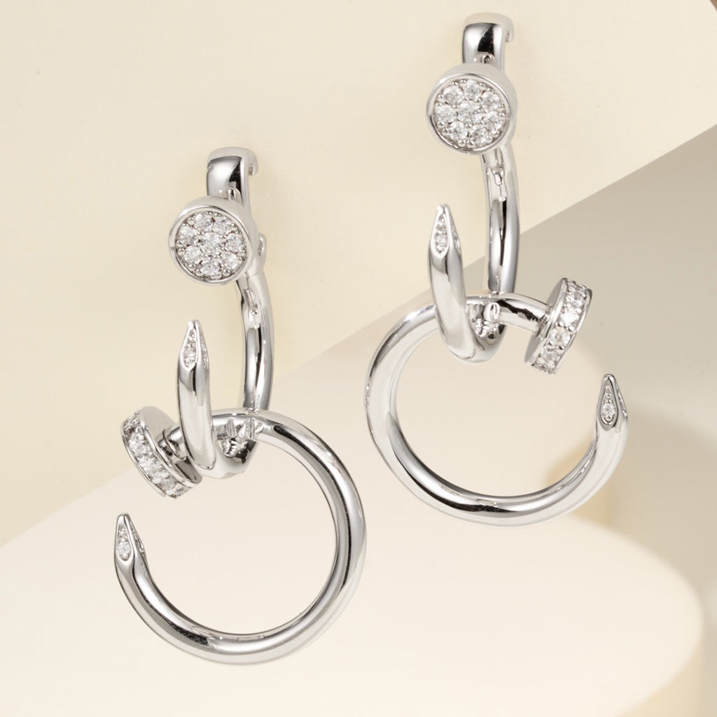 [Amore]JUSTE HALF DIAMOND DOUBLE EARRINGS