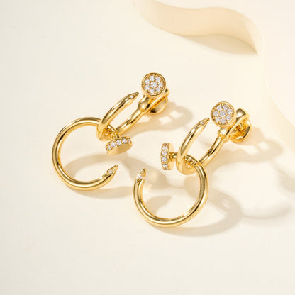 [Amore]JUSTE HALF DIAMOND DOUBLE EARRINGS