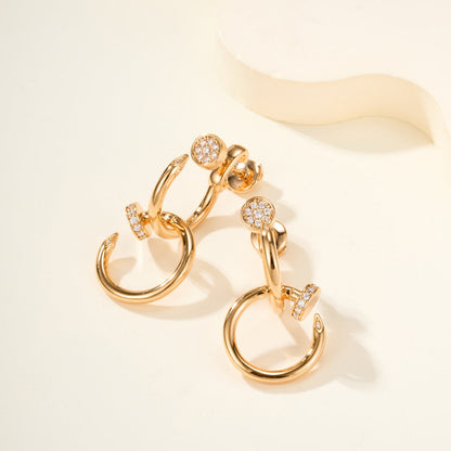 [Amore]JUSTE HALF DIAMOND DOUBLE EARRINGS