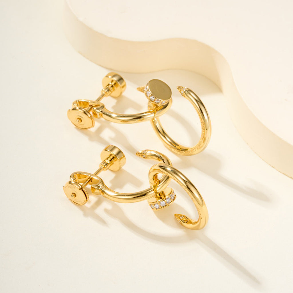 [Amore]JUSTE HALF DIAMOND DOUBLE EARRINGS