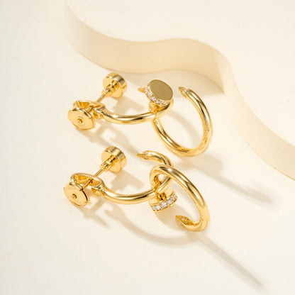 [Amore]JUSTE HALF DIAMOND DOUBLE EARRINGS