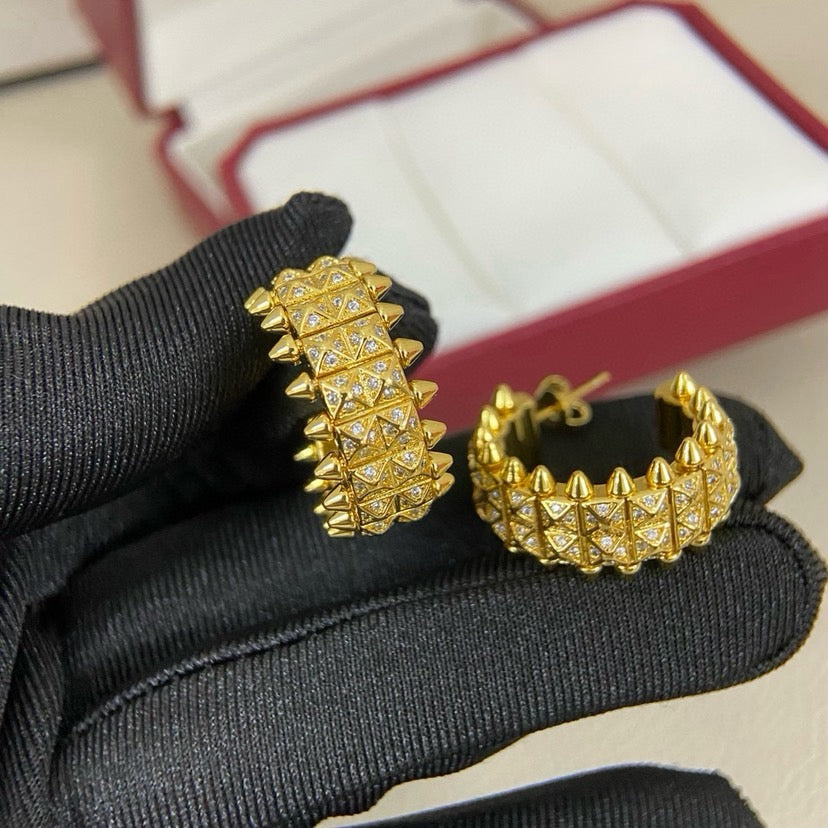 [Amore]CLASH 9.2MM FULL DIAMOND DOUBLE ROW EARRINGS