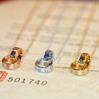 [Amore]LOVE DOUBLE RING NECKLACE