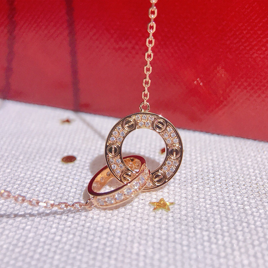 [Amore]LOVE  FULL DIAMOND PENDANT NECKLACE