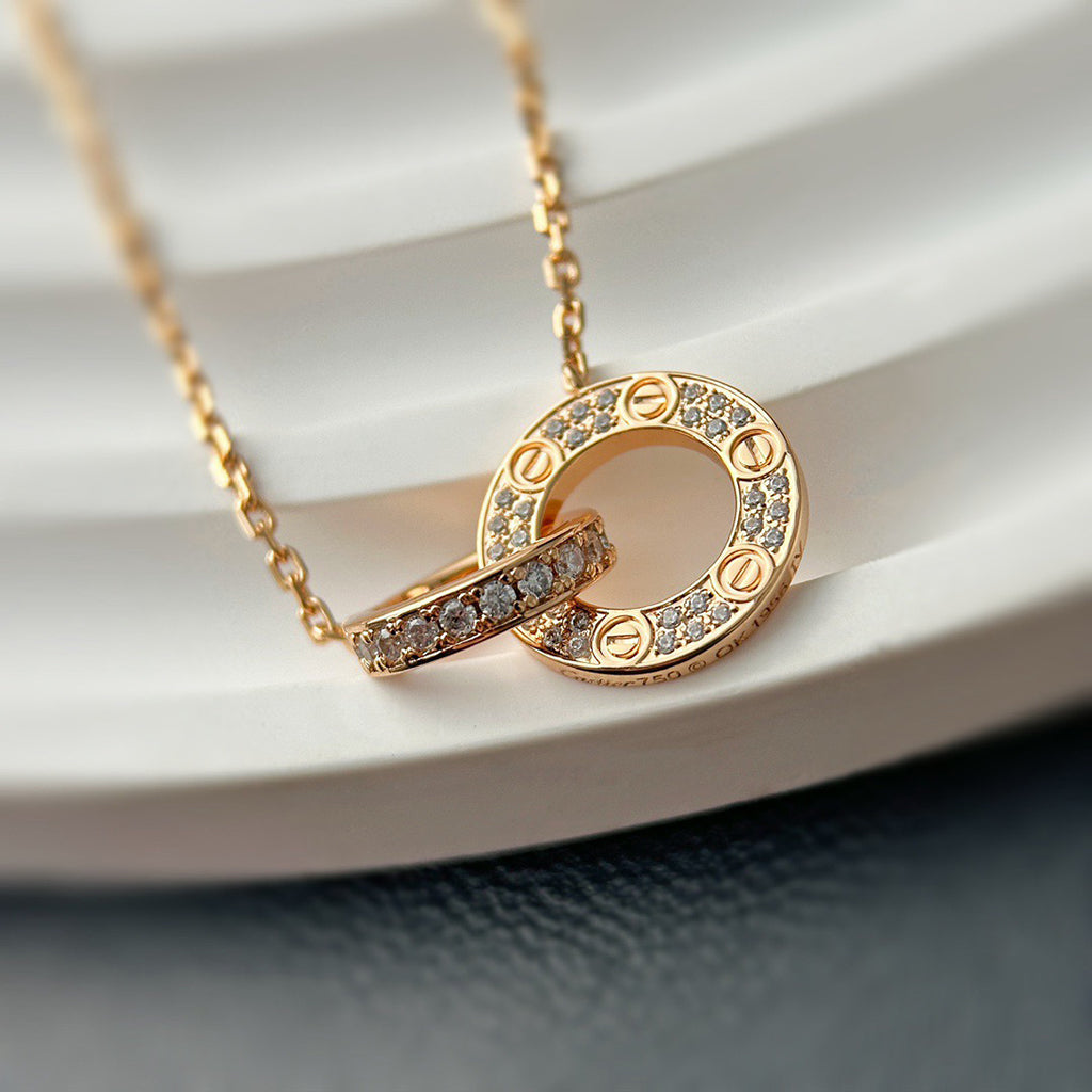 [Amore]LOVE  FULL DIAMOND PENDANT NECKLACE