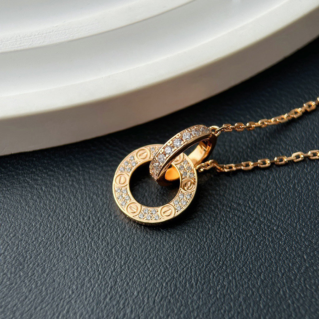 [Amore]LOVE  FULL DIAMOND PENDANT NECKLACE
