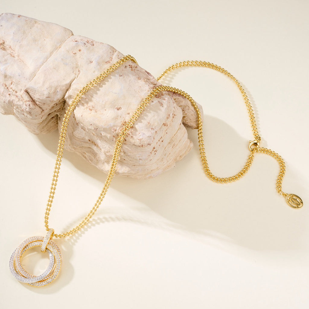 [Amore]TRINITY LARGE FULL DIAMOND  NECKLACE
