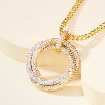 [Amore]TRINITY LARGE FULL DIAMOND  NECKLACE